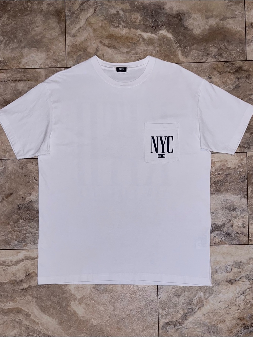 Kith & Kin International NYC Pocket Tee White Crest Back Size Medium